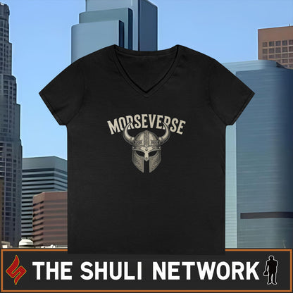 Morseverse Viking Helmet Ladies' V‑Neck T‑Shirt