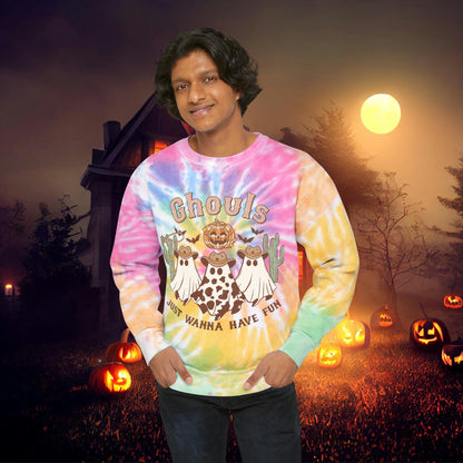 Ghouls just wanna have fun Halloween Retro Unisex Tie-Dye Sweatshirt