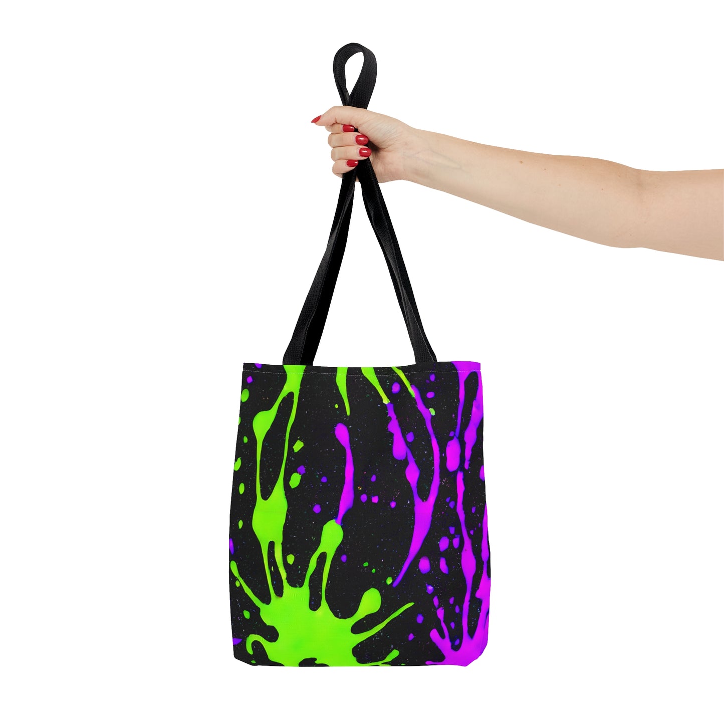 Chic Color Burst: Green & Pink Splatter Print Tote - Stand Out!