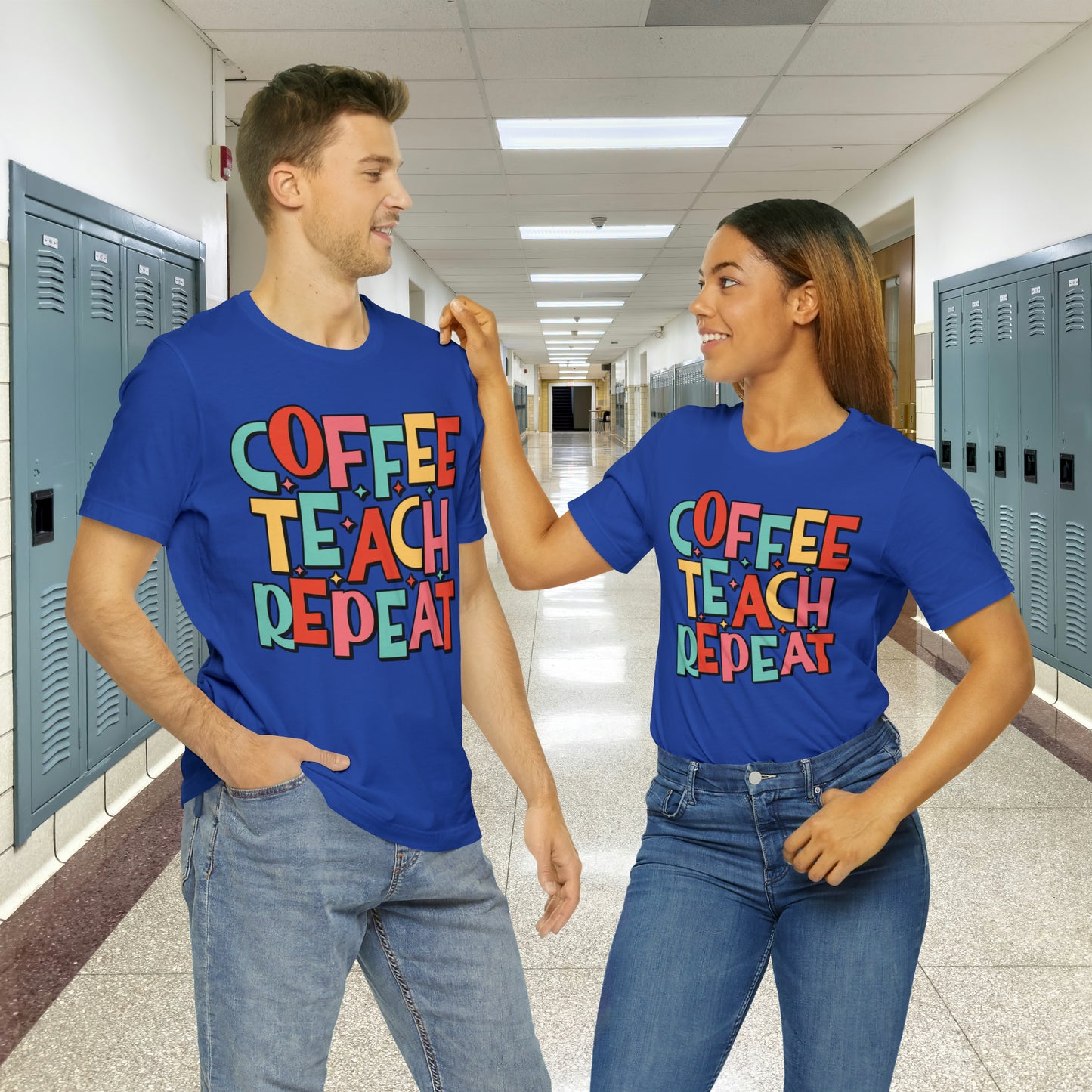 Coffee Teach Repeat Unisex Jersey Short Sleeve Tee