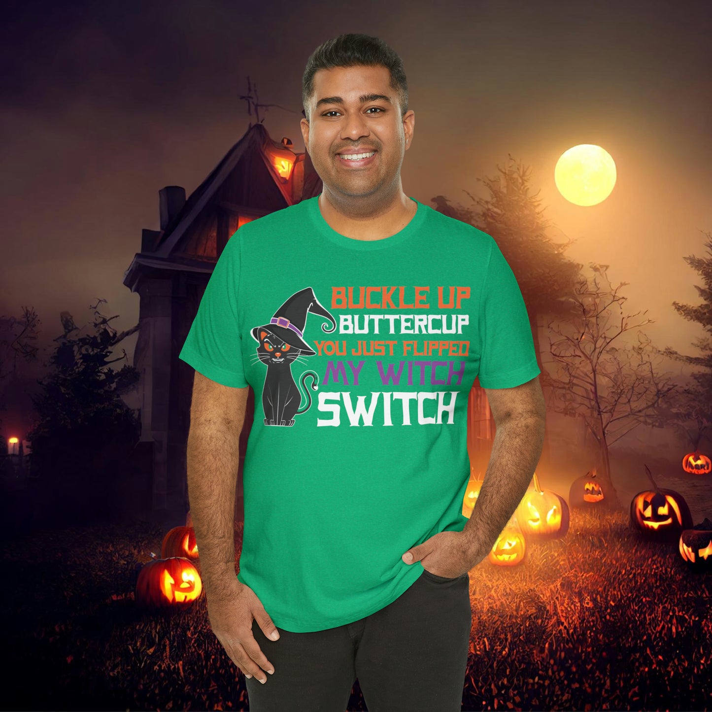 Halloween Buckle up Buttercup you just flipped my Witch Switch Unisex Jersey Short Sleeve Tee Gifts for Her