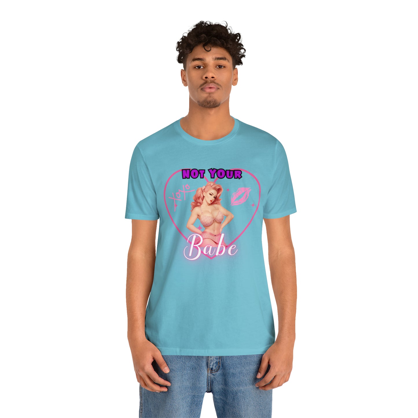 Vintage Pink Pinup Girl "Not Your Babe" on a Bella+Canva 3001 Unisex Jersey T-Shirt - A Must-Have Gift for her