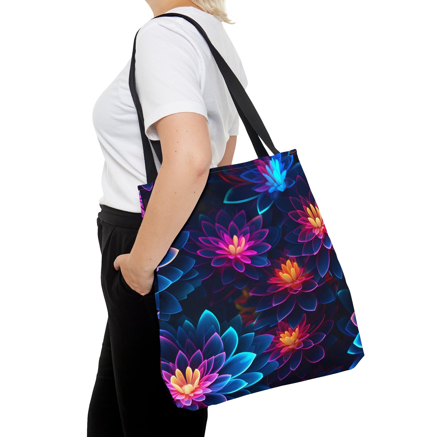 Wild Neon Flowers All Over Print Tote Bag