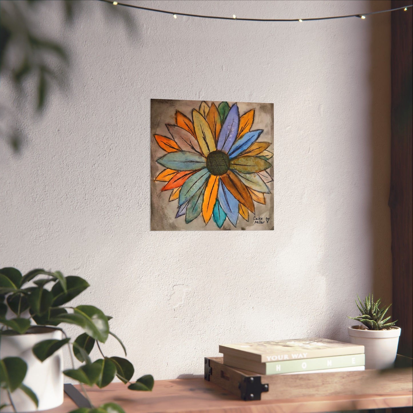 Matte Vertical Poster — Colorful Watercolor Sunflower Art Print from Artist Cailee Miller
