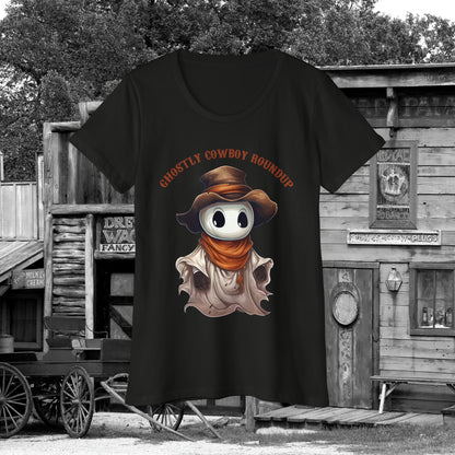 Ghostly Cowboy Roundup Western Halloween Women's Organic Short Sleeve T-Shirt Gifts for Her