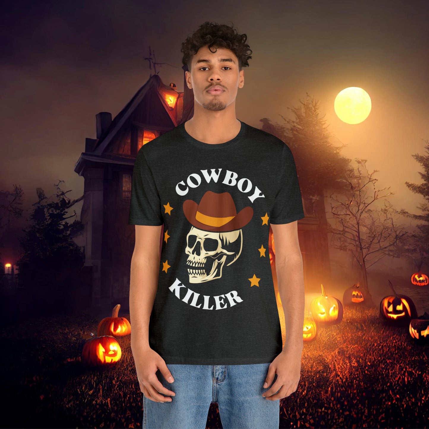 Cowboy Killer Retro Halloween Unisex Jersey Short Sleeve Tee Gifts for Him Gifts for Her