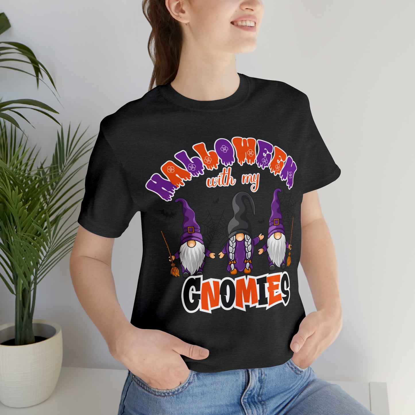 Halloween with my Gnomies Unisex Jersey Short Sleeve Tee Gifts for Him Gifts for Her