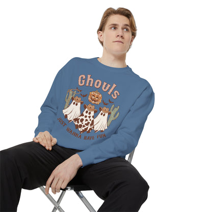 Ghouls Just Wanna Have Fun Western Halloween Unisex Garment-Dyed Sweatshirt
