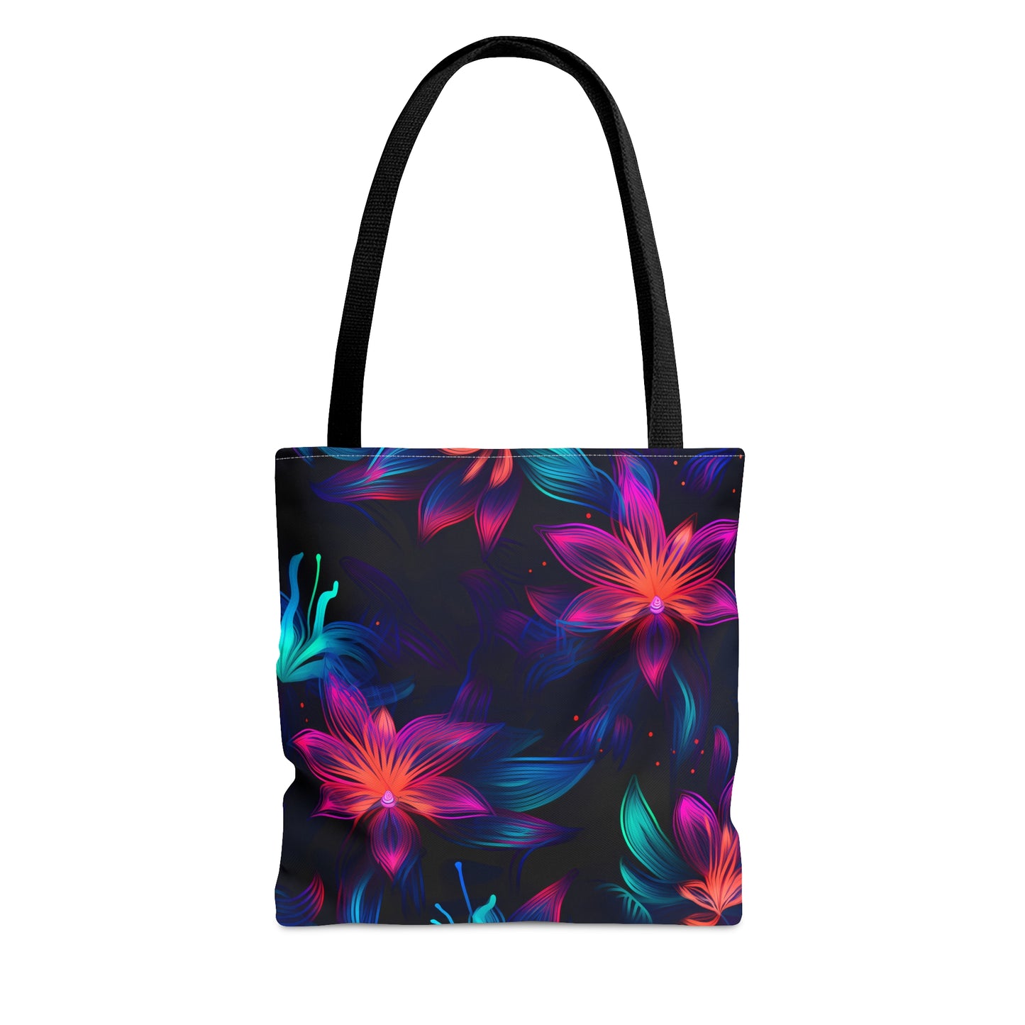 Burst of Neon Blossoms All Over Print Tote Bag