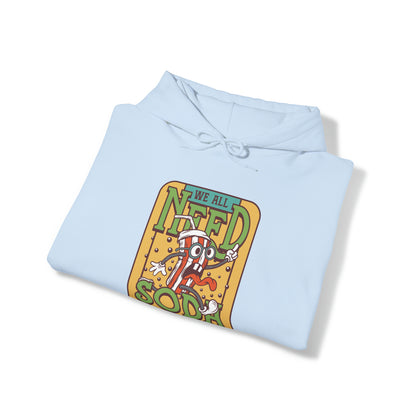 "DirkyThreadz Soda Splash Hoodie - PlayfulDesign with Cartoon Soda Graphic"