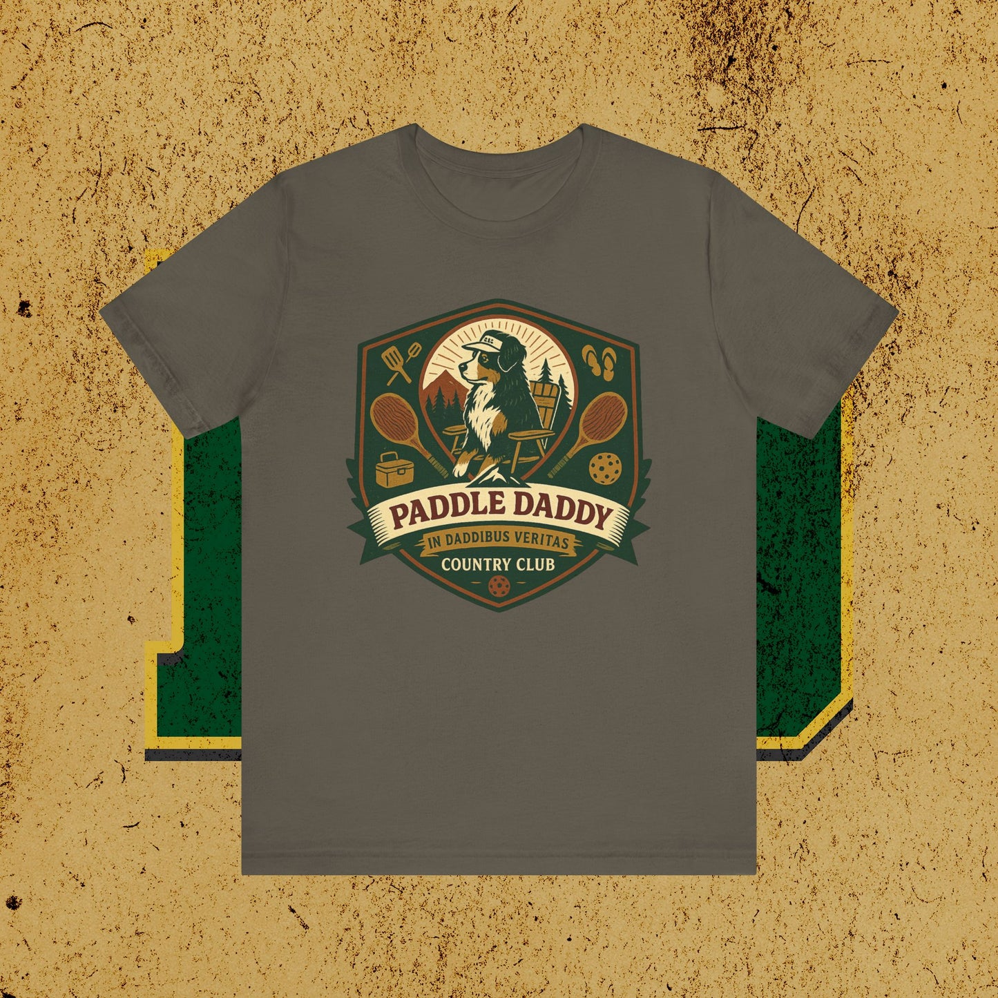Paddle Daddy Country Club T-Shirt  Chloe Dog Graphic Tee, Funny Pickleball & Grill Shirt, In Daddibus Veritas Dadcore Apparel