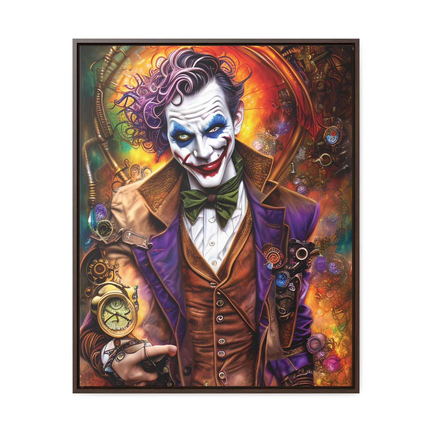 Steampunk-Joker-Hearts-Tribal-Fractal Gallery Canvas Wraps, Vertical Frame