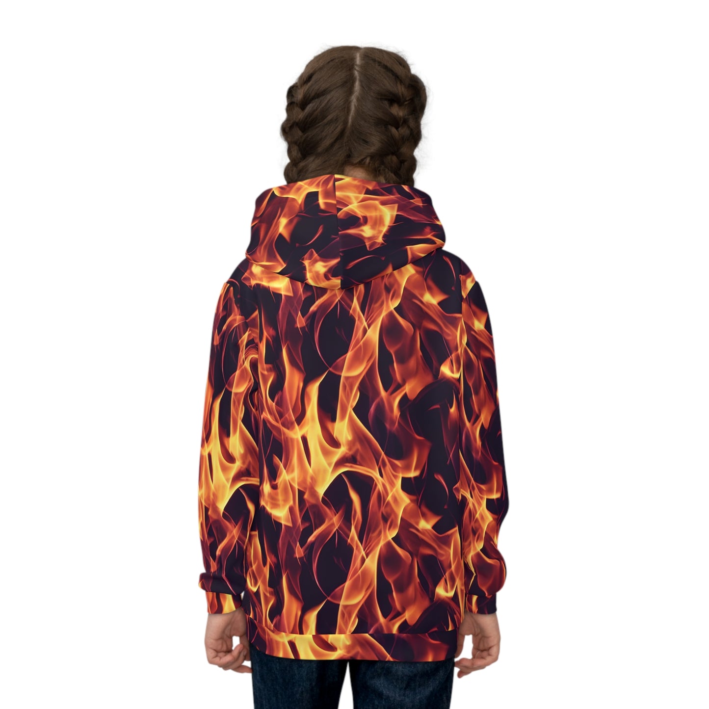 Fuel their Style: All Over Print Children's Hoodie with Dynamic Flames Children's Hoodie (AOP)