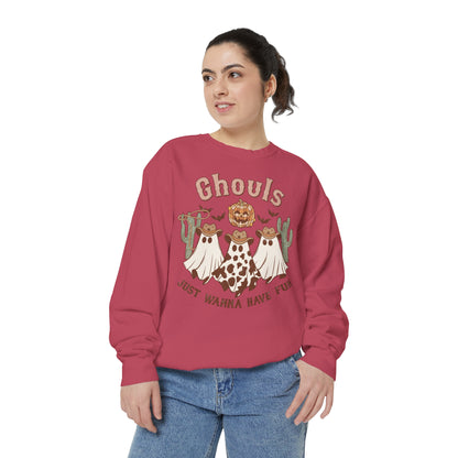 Ghouls Just Wanna Have Fun Western Halloween Unisex Garment-Dyed Sweatshirt