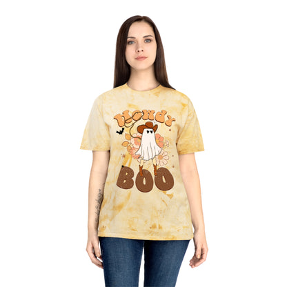 Cowboy Ghost saying Howdy Boo Retro Halloween Unisex Color Blast T-Shirt Gifts for her
