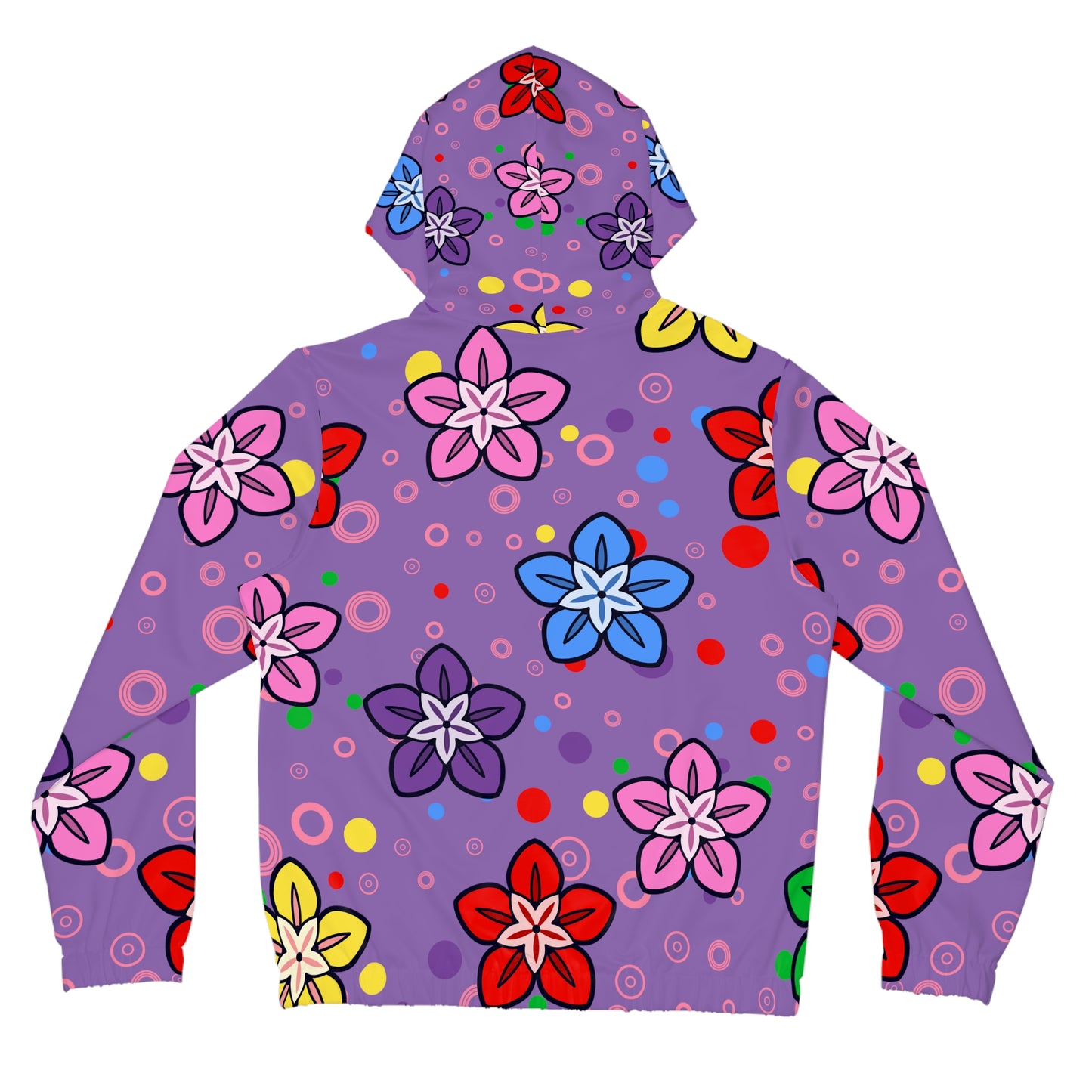 Good Times and Good Vibes Retro Colorful Flowers on a Purple background Womens Full-Zip Hoodie (AOP)