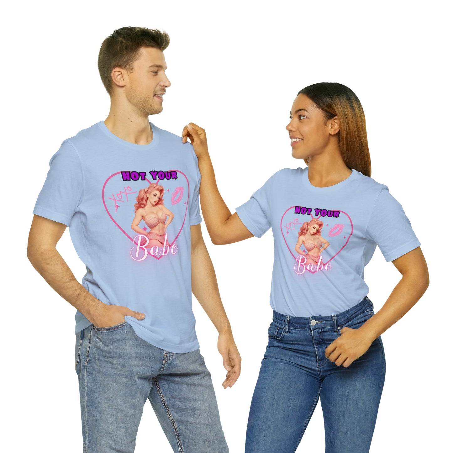 Vintage Pink Pinup Girl "Not Your Babe" on a Bella+Canva 3001 Unisex Jersey T-Shirt - A Must-Have Gift for her