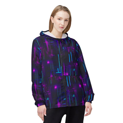 Sci-fi Fanatic Neon Circuit Board Windbreaker Jacket (AOP) #GeekChic #NeonDreams #FashionWithAFlash"