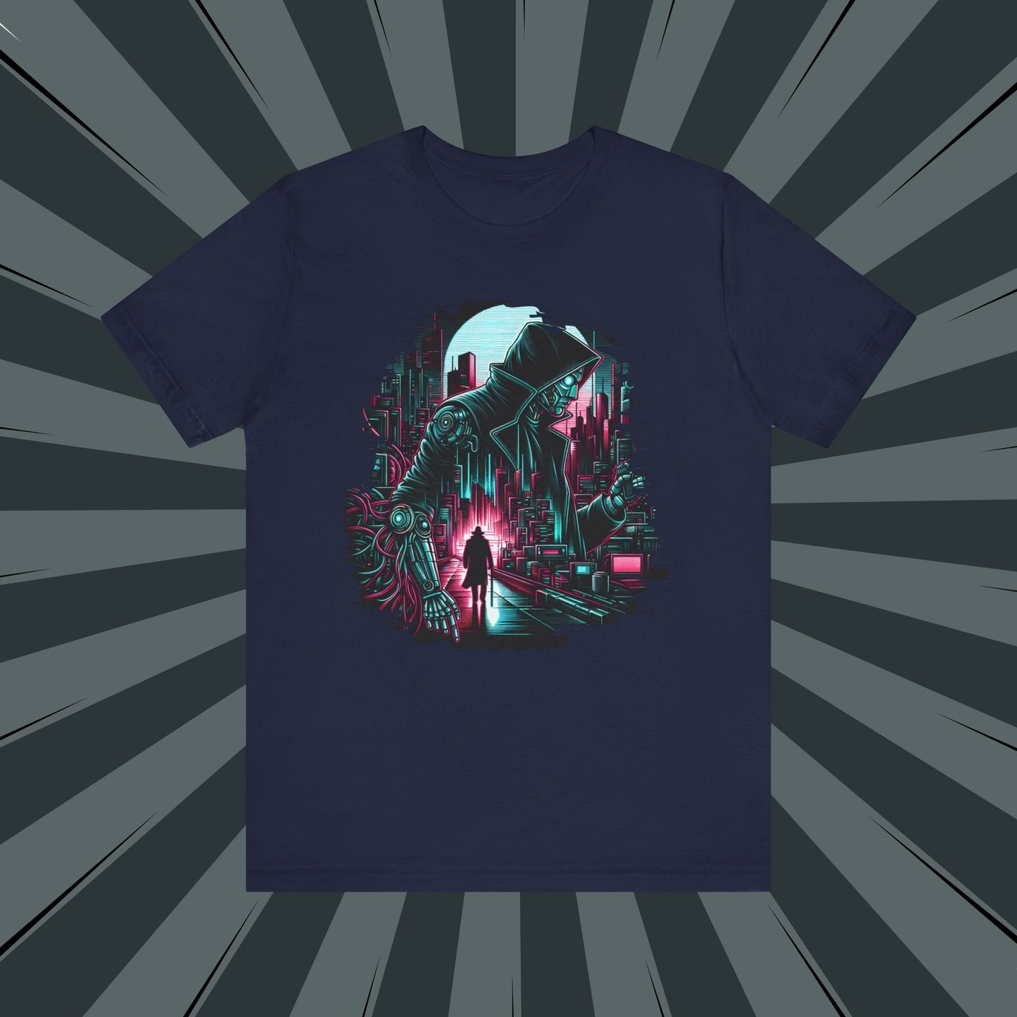 Cyberpunk Graphic Tee, Futuristic Shirt, Unisex Short Sleeve T-Shirt, Retro Sci-Fi Apparel, Streetwear Graphic Top, Geek Fashion Gift