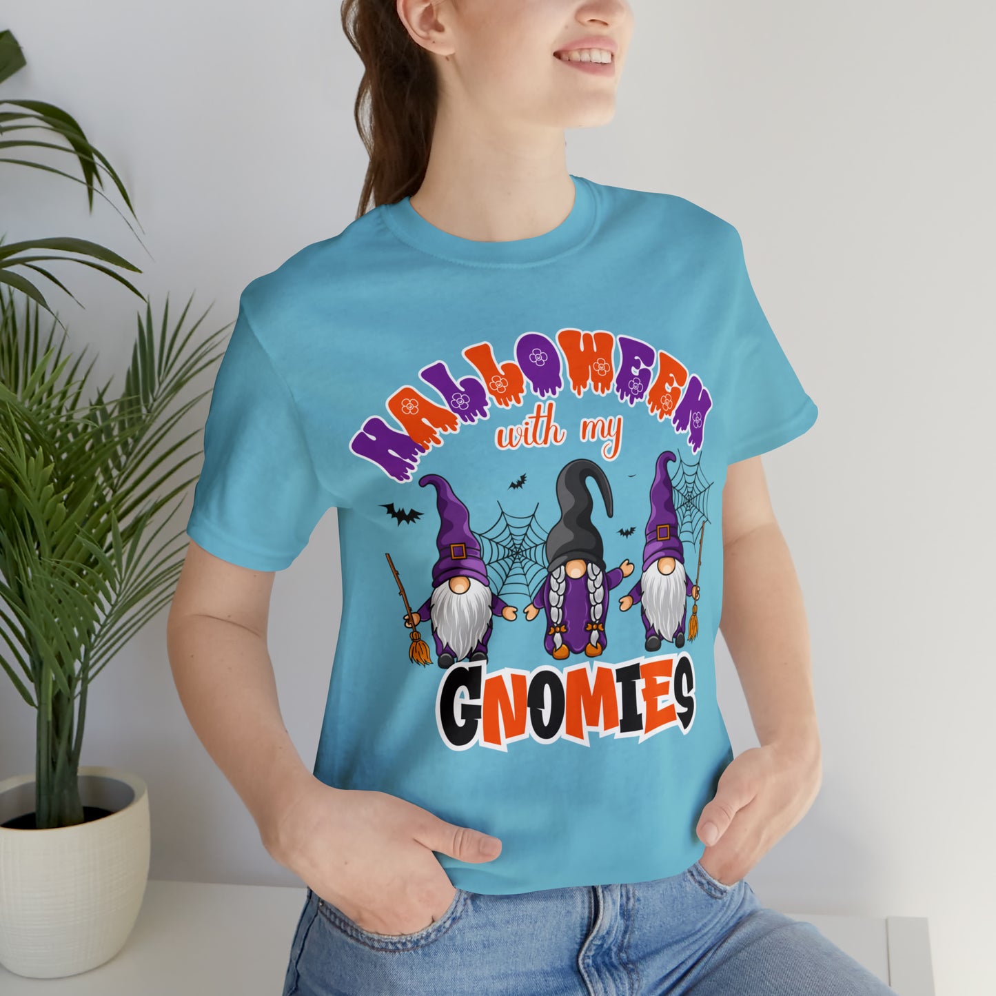 Halloween with my Gnomies Unisex Jersey Short Sleeve Tee Gifts for Him Gifts for Her