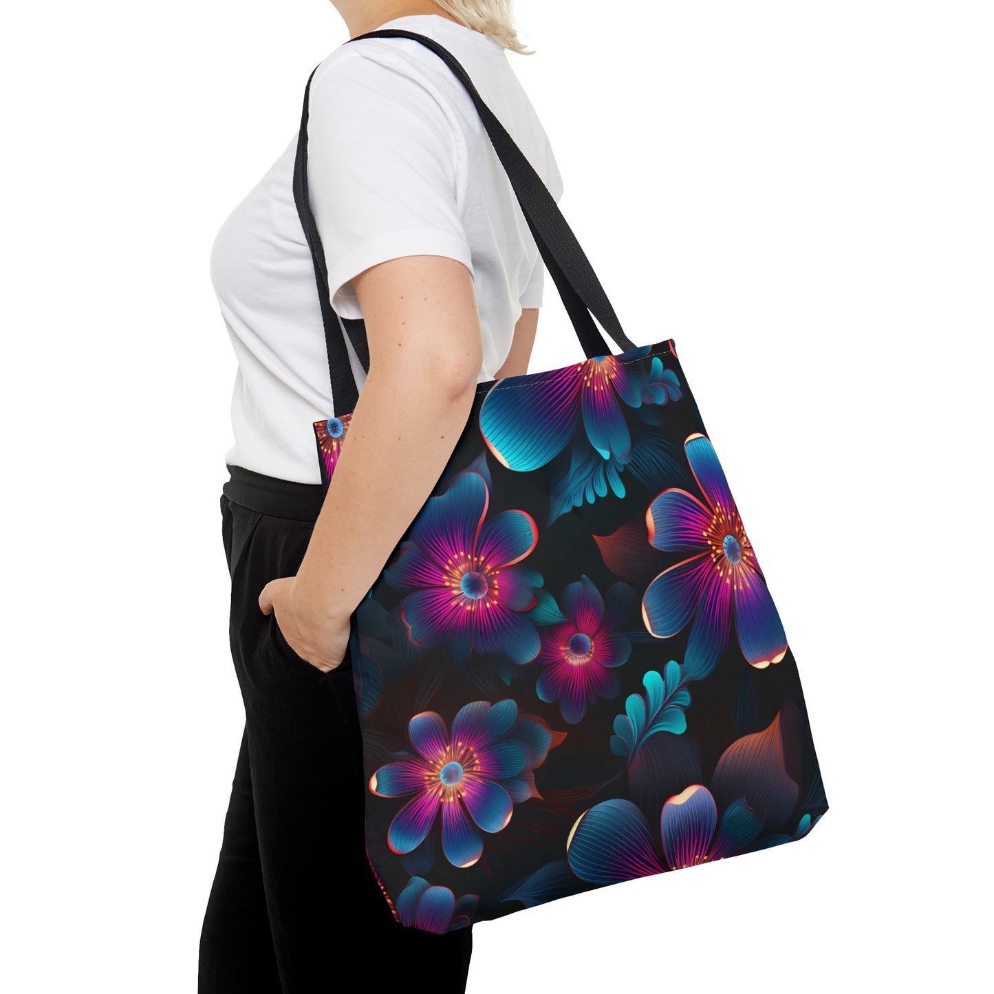 Eclectic Neon Floral All Over Print Tote Bag