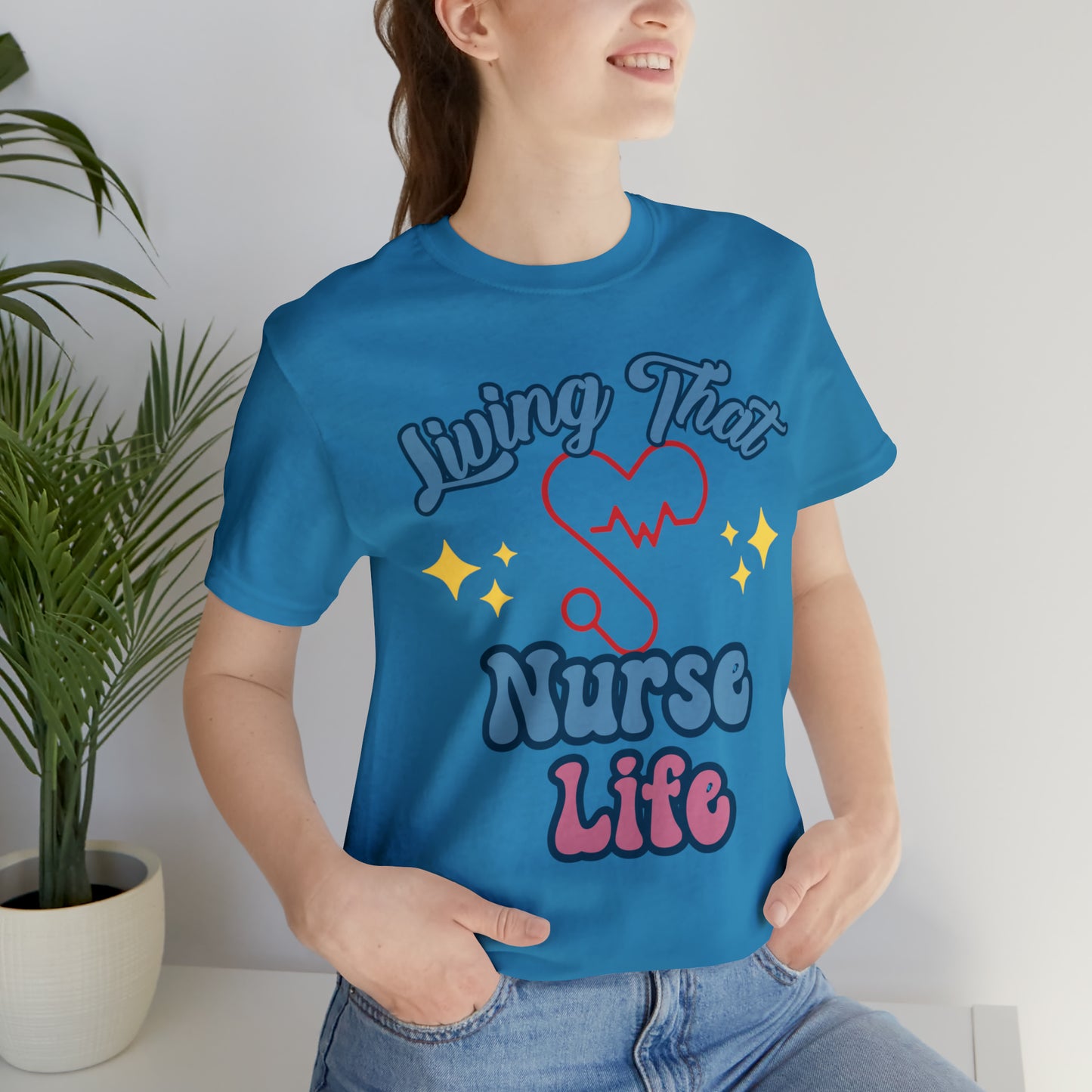 Living the Nurse Life, Comfy and Stylish Nurse T-Shirt:Gift for Medical Professionals and Nursing Students, Various Sizes Available"