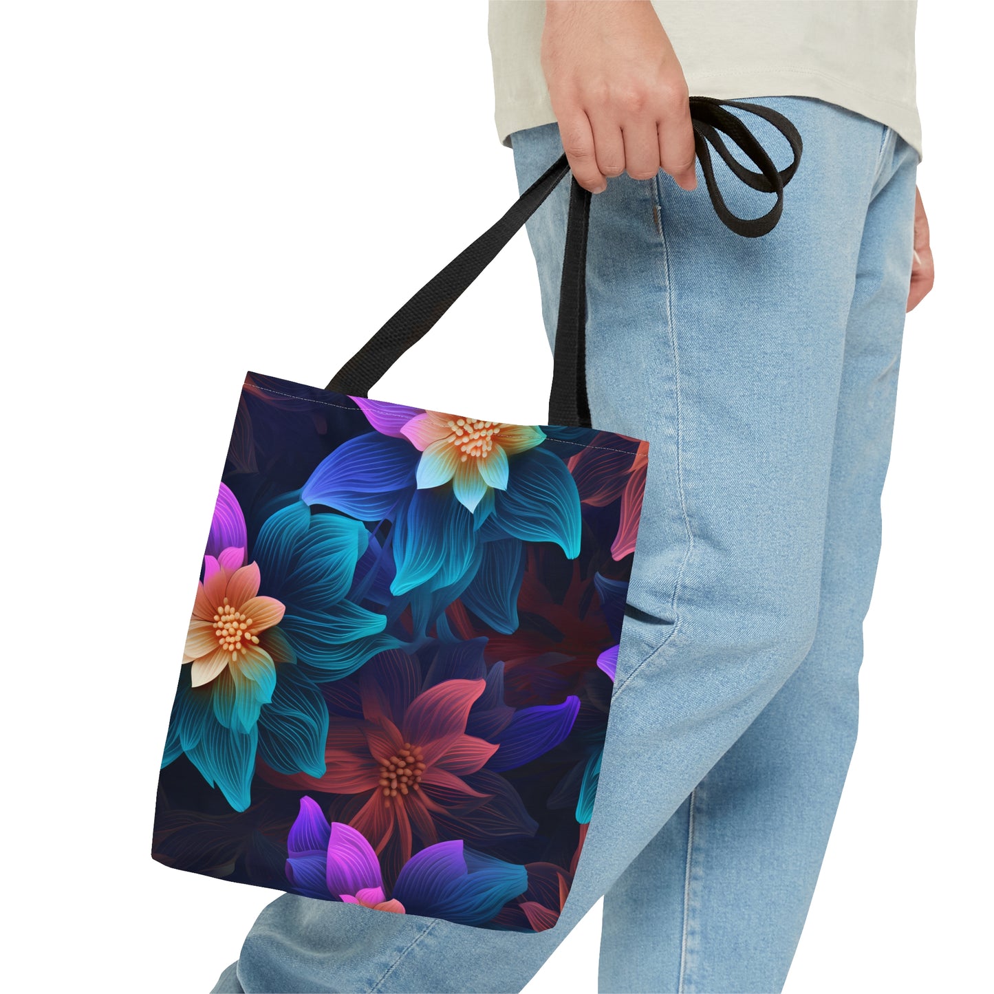 Neon Bloom Extravaganza All Over Print Tote Bag