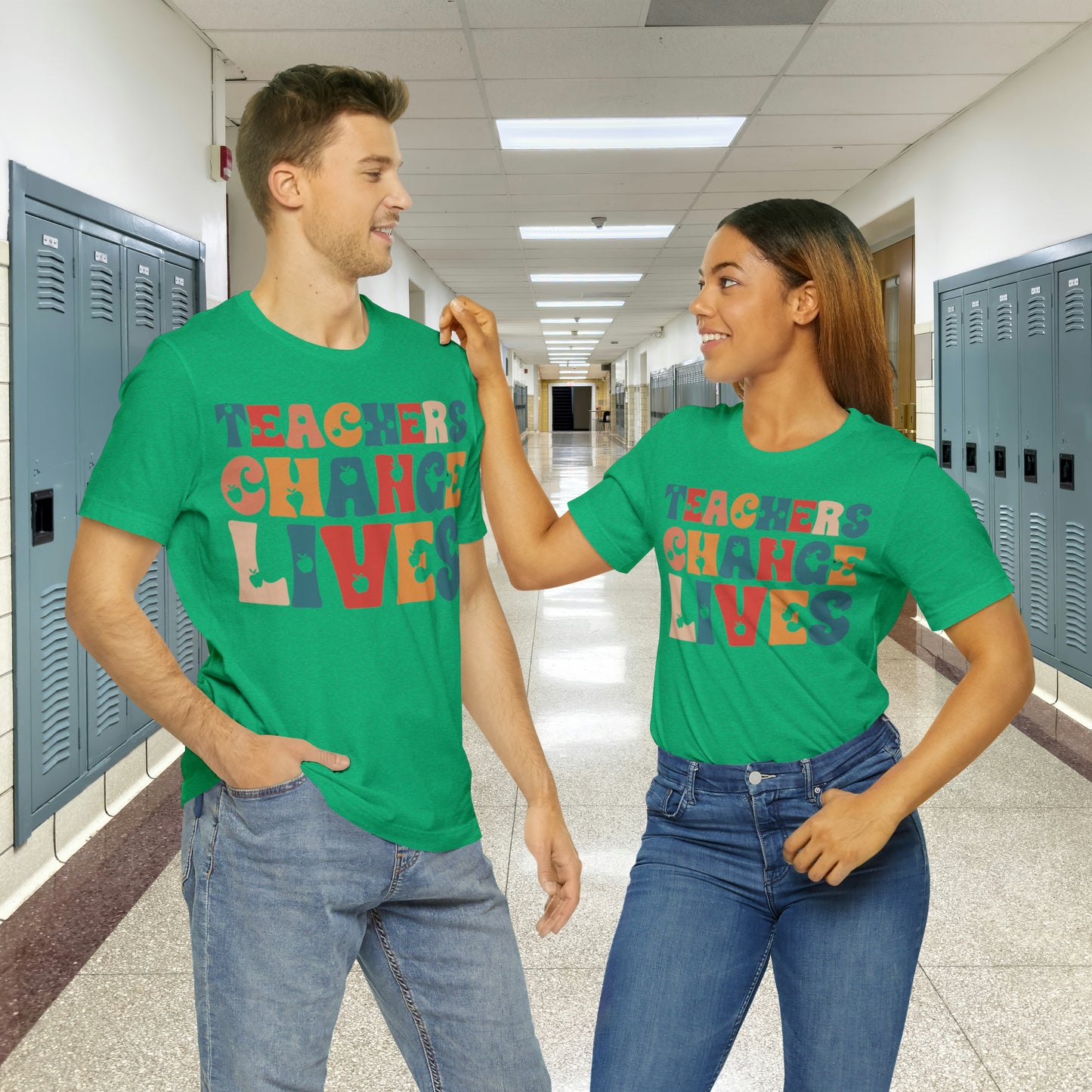 Colorful Teachers Change Lives Back to School Unisex Jersey Short Sleeve Tee Gifts for him, Gifts for Her