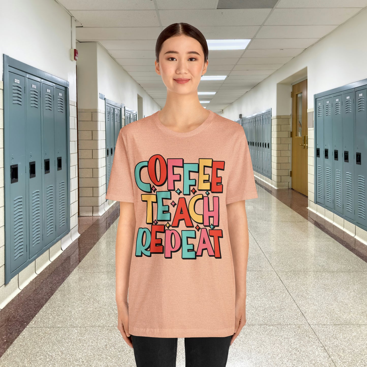 Coffee Teach Repeat Unisex Jersey Short Sleeve Tee