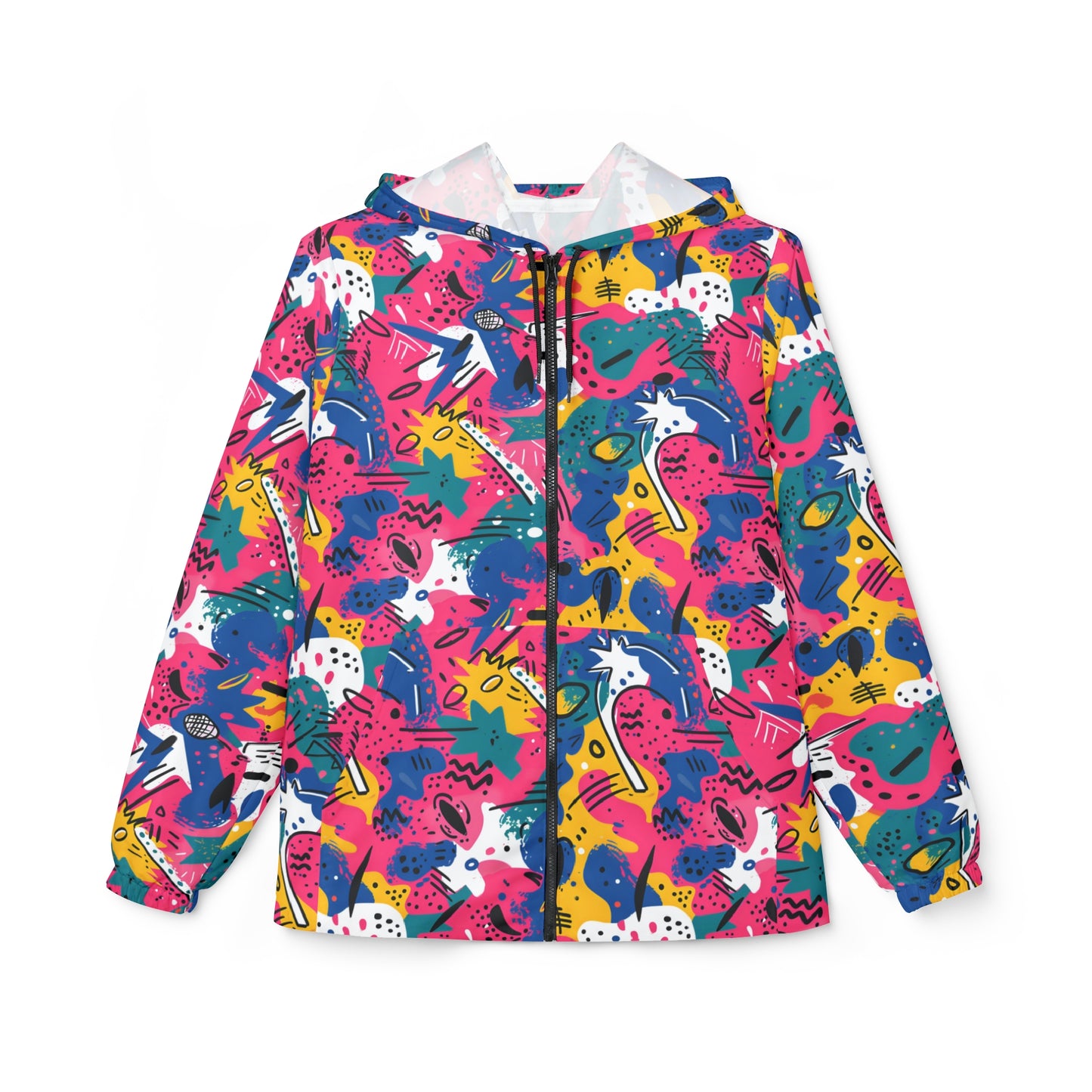 Abstract Pop Windbreaker Jacket (AOP) Featuring on the Back everyone favorite sailor Popeye