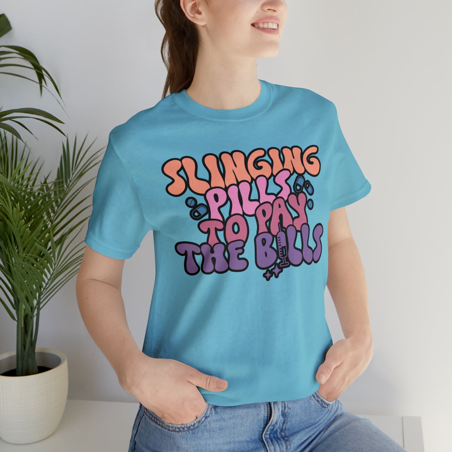 Slinging Pills to pay the Bills Comfy and Stylish Nurse T-Shirt: Gift for Nurses and Nursing Students, Soft Fabric, Various Sizes Available