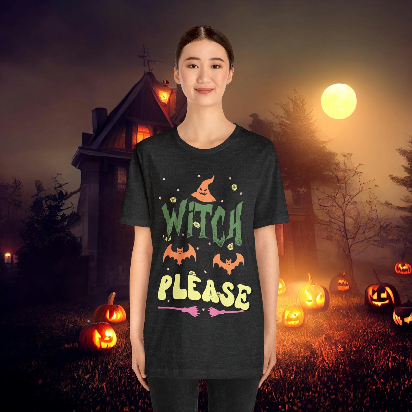 Witch Please Retro Groovy Halloween Unisex Jersey Short Sleeve Tee Gifts for Her Gifts for him