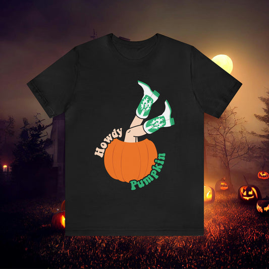 Howdy Pumpkin Retro Groovy Western Halloween Unisex Jersey Short Sleeve Tee Gifts for Him Gifts for Her