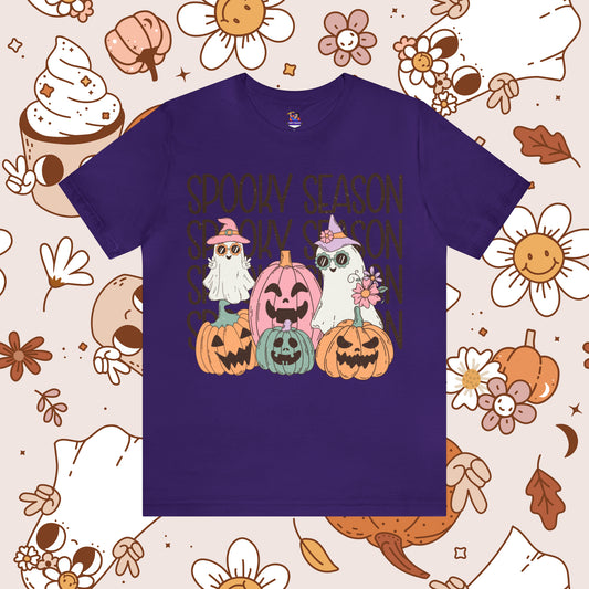 Spooky Season Retro Groovy Halloween Unisex Jersey Short Sleeve Tee Gifts for Her Gifts for Him