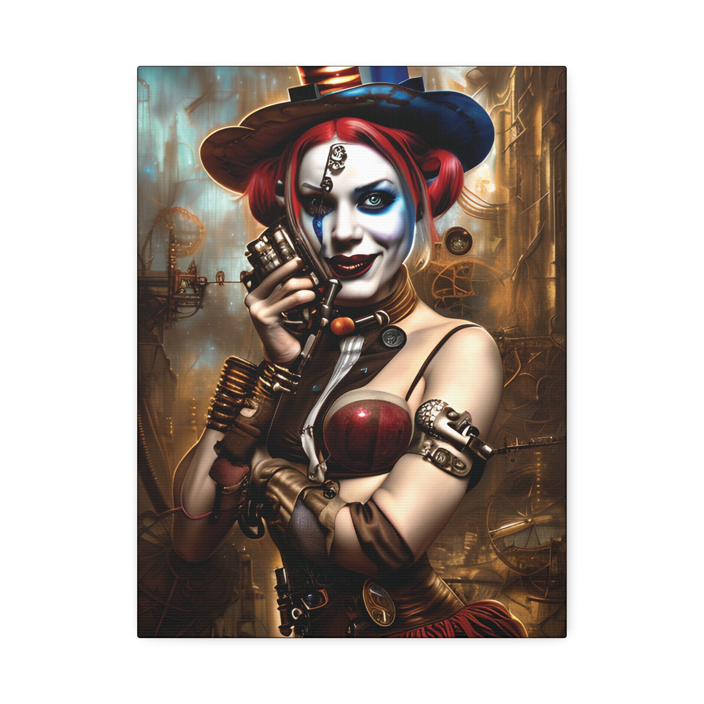 Hyper Realistic Steampunk Harley Quinn Canvas Stretched, 1.5''