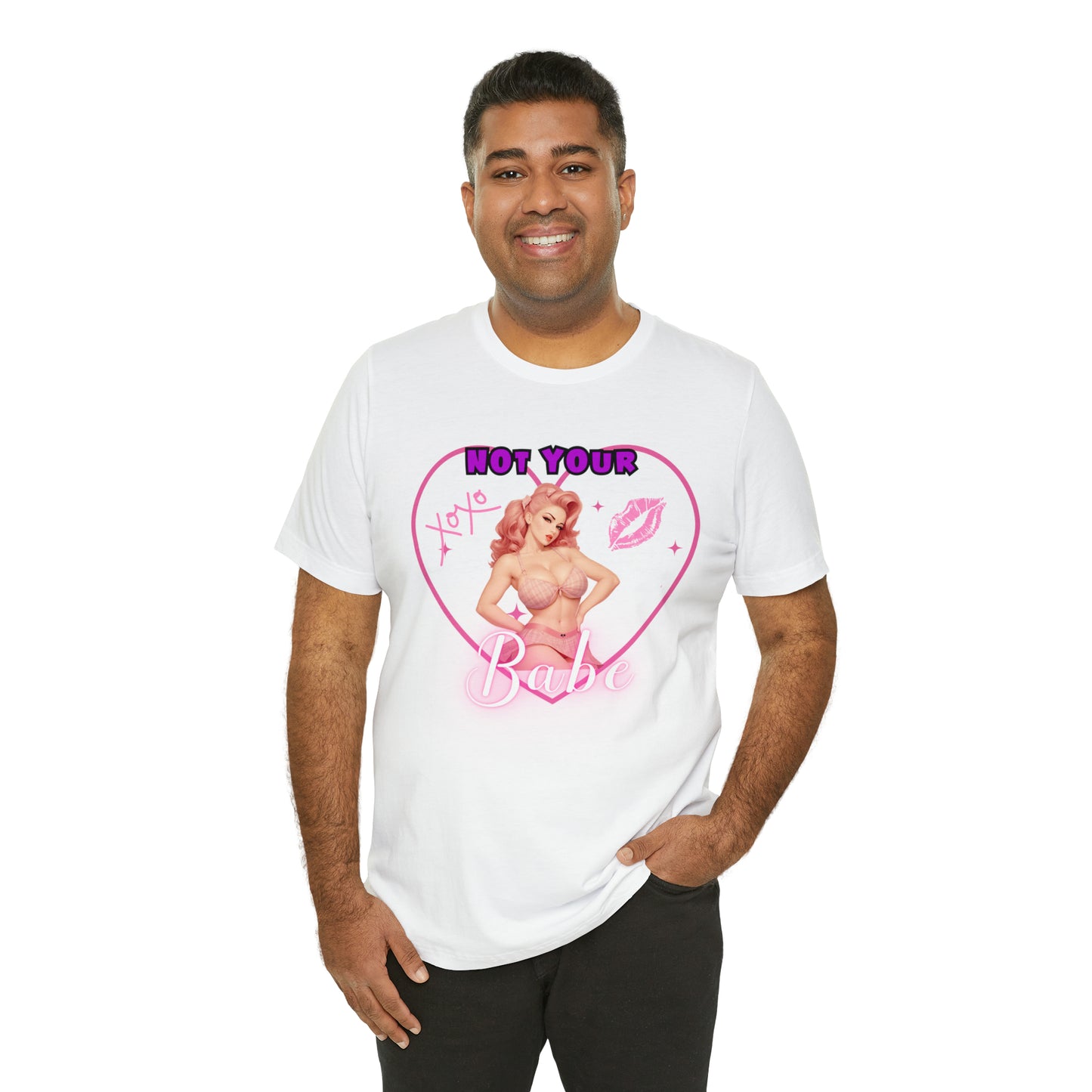 Vintage Pink Pinup Girl "Not Your Babe" on a Bella+Canva 3001 Unisex Jersey T-Shirt - A Must-Have Gift for her