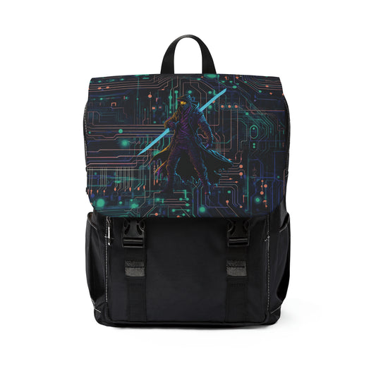Cyberpunk Fusion: Neon Circuit Board Unisex Casual Shoulder Backpack