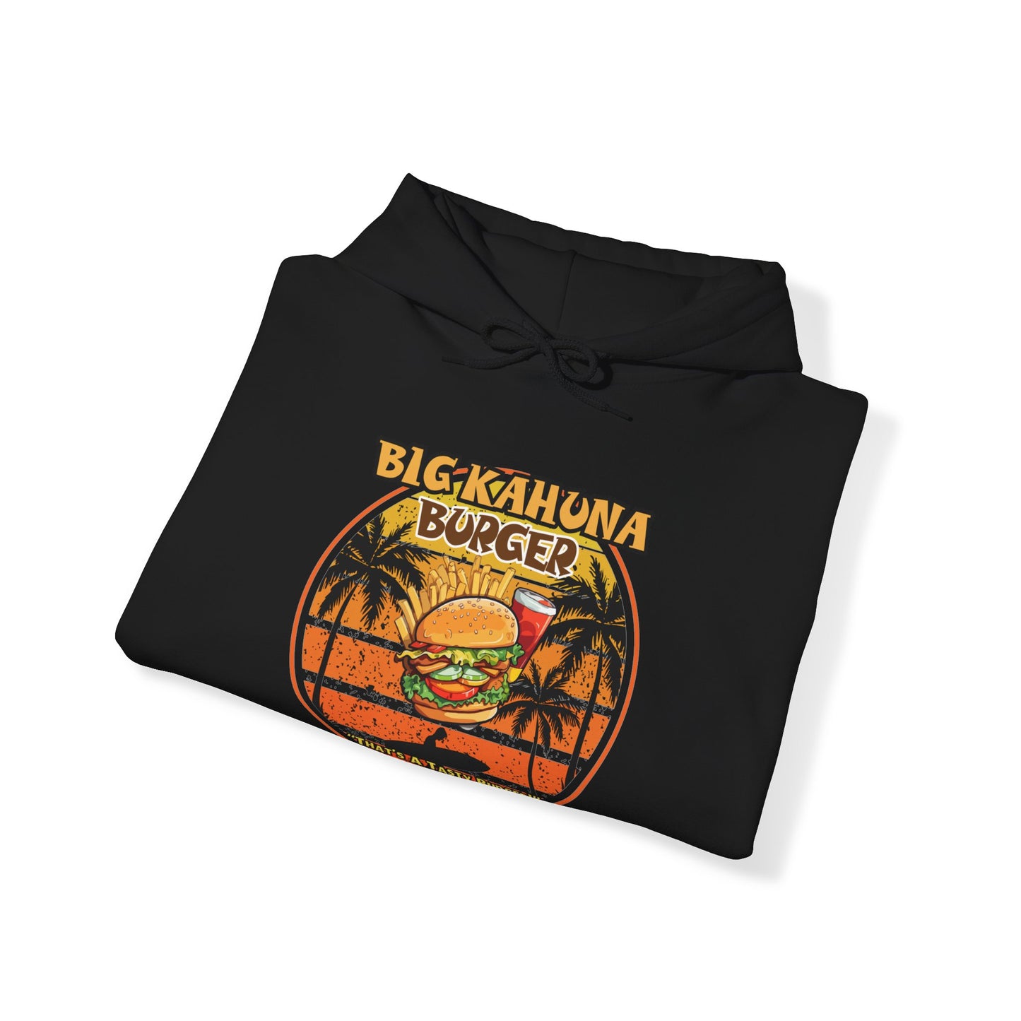 Big Kahuna Burger  Unisex Heavy Blend™ Hooded Sweatshirt Cozy Movie Magic, Burger Lover's Delight.