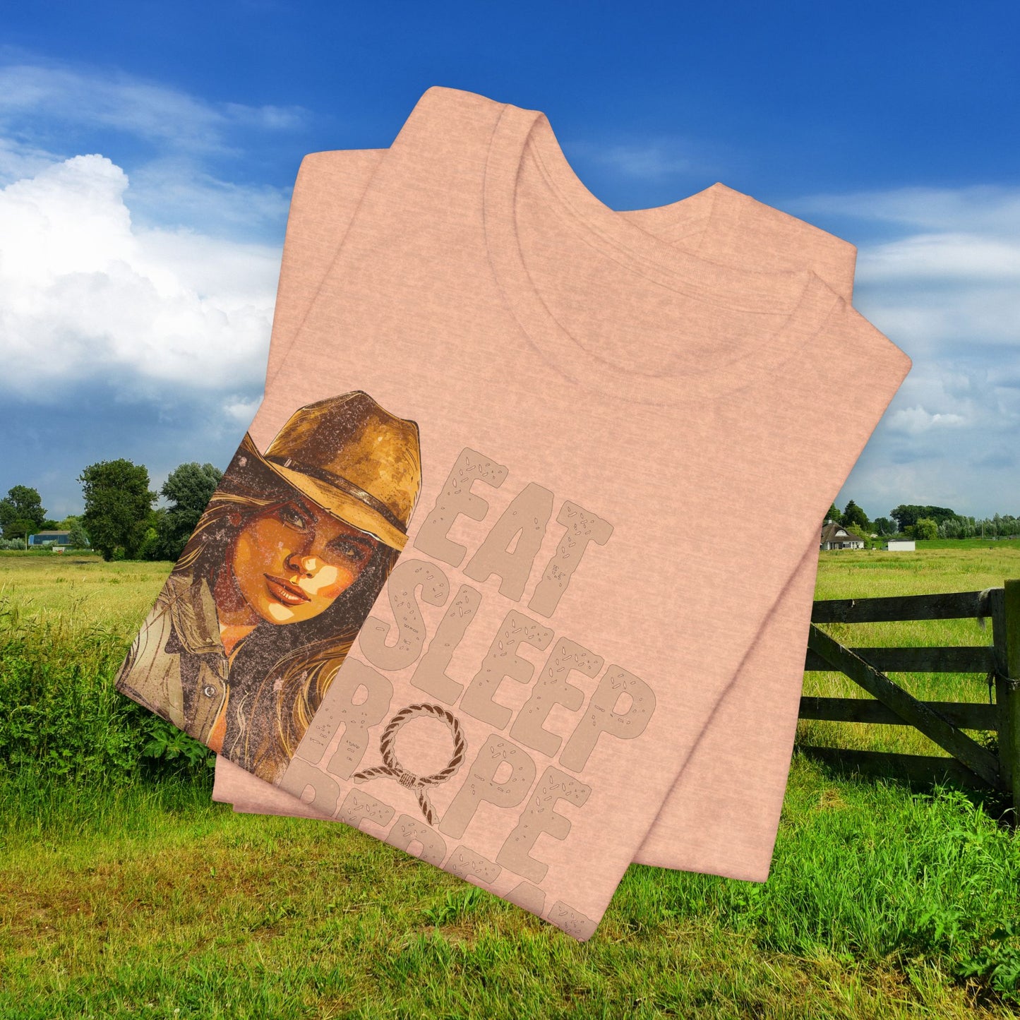 Rustic Cowgirl Tee - Eat Sleep Rope Repeat - Perfect for Country Lovers, Gift for Horse Riders, Western Style Shirt, Casual Wear, Farm [...]
