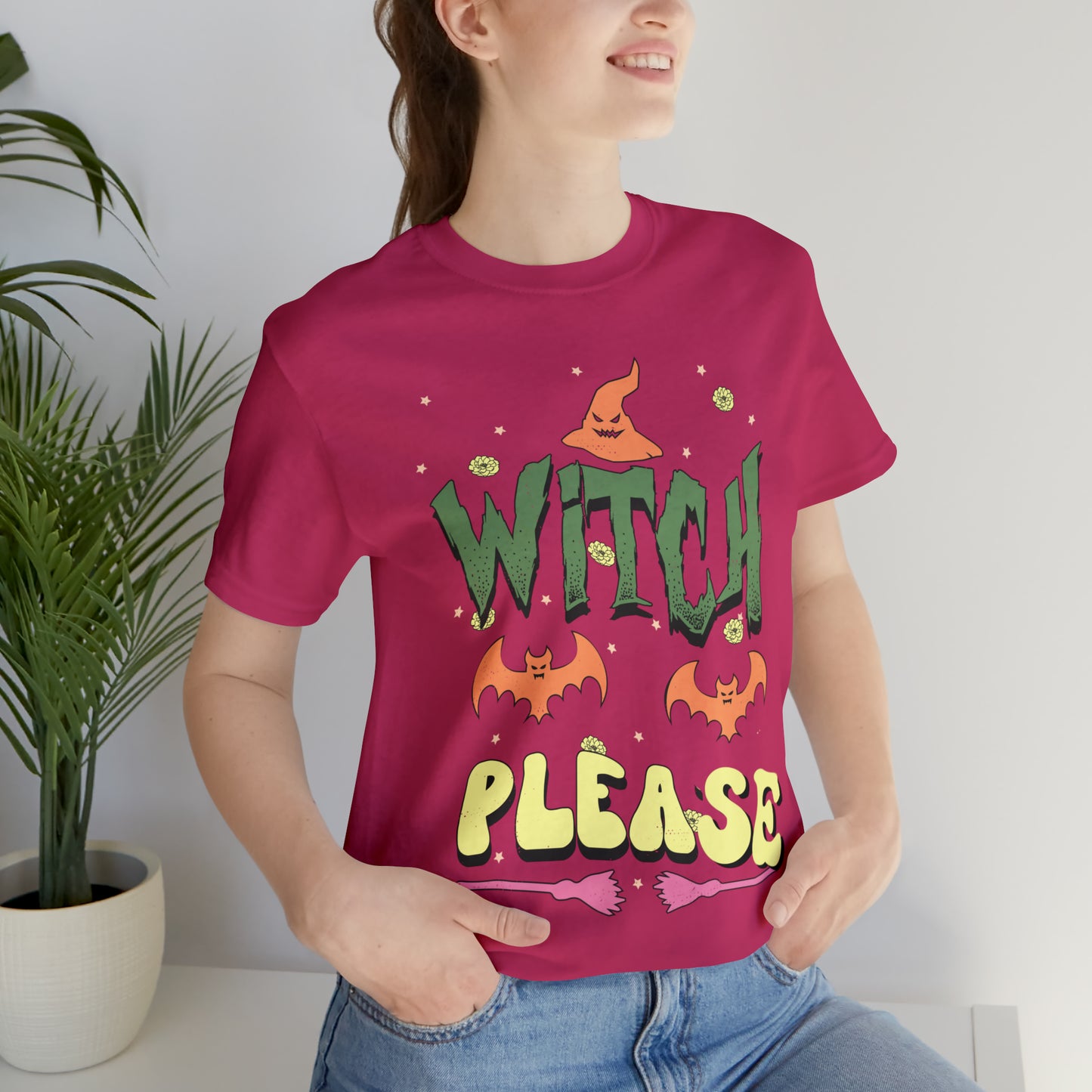 Witch Please Retro Groovy Halloween Unisex Jersey Short Sleeve Tee Gifts for Her Gifts for him