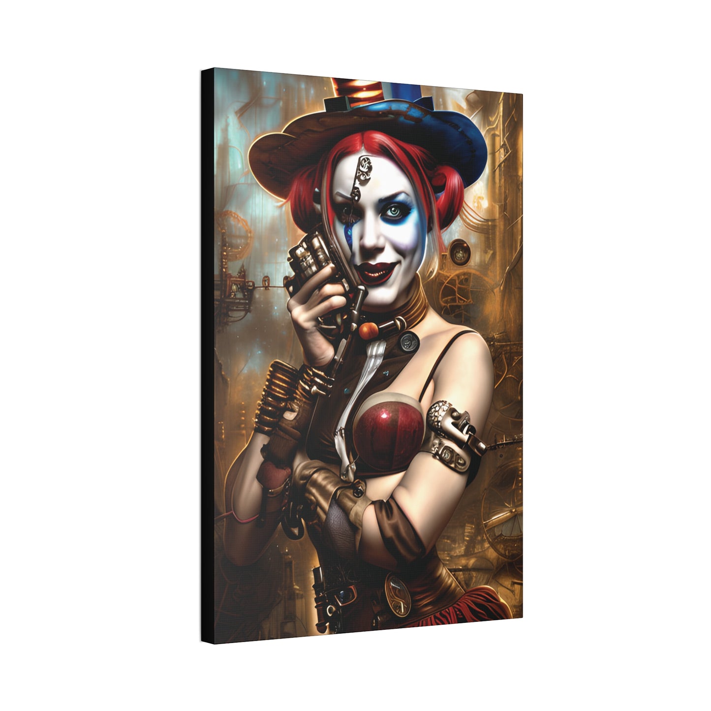 Hyper Realistic Steampunk Harley Quinn Canvas Stretched, 1.5''