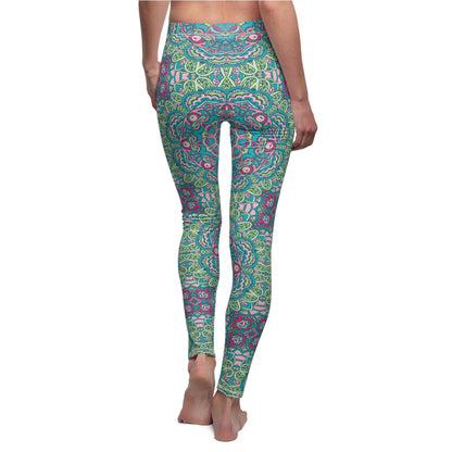 Green Boho Bliss Casual Women's Cut & Sew Casual Leggings (AOP)