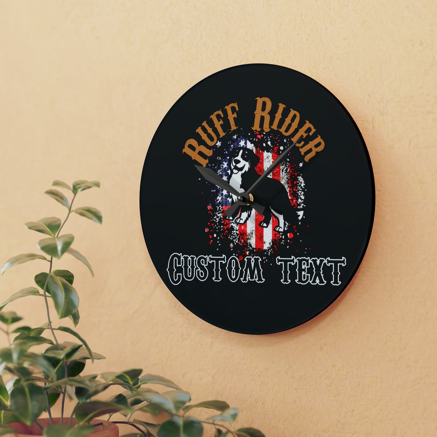 Ruff Rider "Custom Name" Acrylic Wall Clock