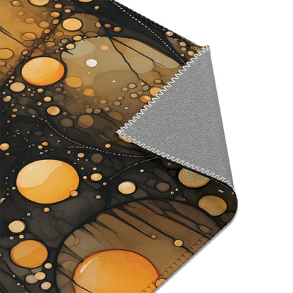 Halloween Yellow Orange Floating Blobs and Dark Area Rugs