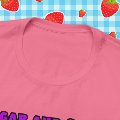 Sarcastic Elegance: Vintage Pink Pinup Girl "Sugar and Spice" on a Bella+Canva 3001 Unisex Jersey T-Shirt - A Must-Have Gift for her