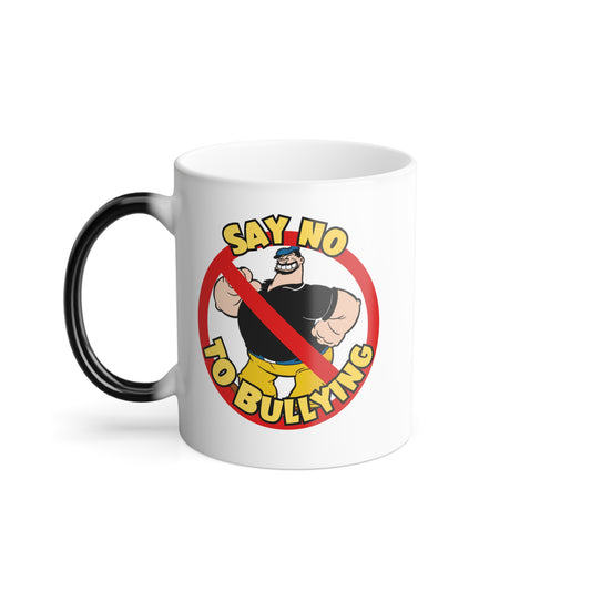 Popeye-Inspired Mug with Bluto: Say No to Bullying - 11 oz Color Morphing Mug, anti-bullying advocacy, collectible,vintage cartoon fan art