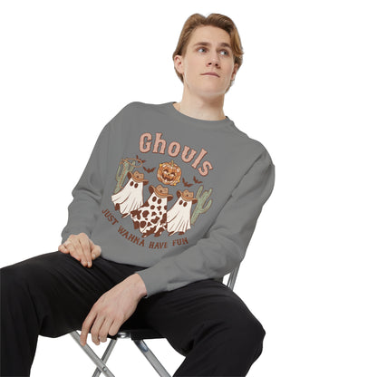 Ghouls Just Wanna Have Fun Western Halloween Unisex Garment-Dyed Sweatshirt