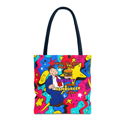 Abstract Comic Pop  AOP Tote Bag featuring Wimpy and his beloved hamburger