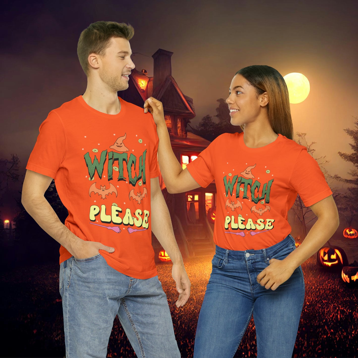 Witch Please Retro Groovy Halloween Unisex Jersey Short Sleeve Tee Gifts for Her Gifts for him