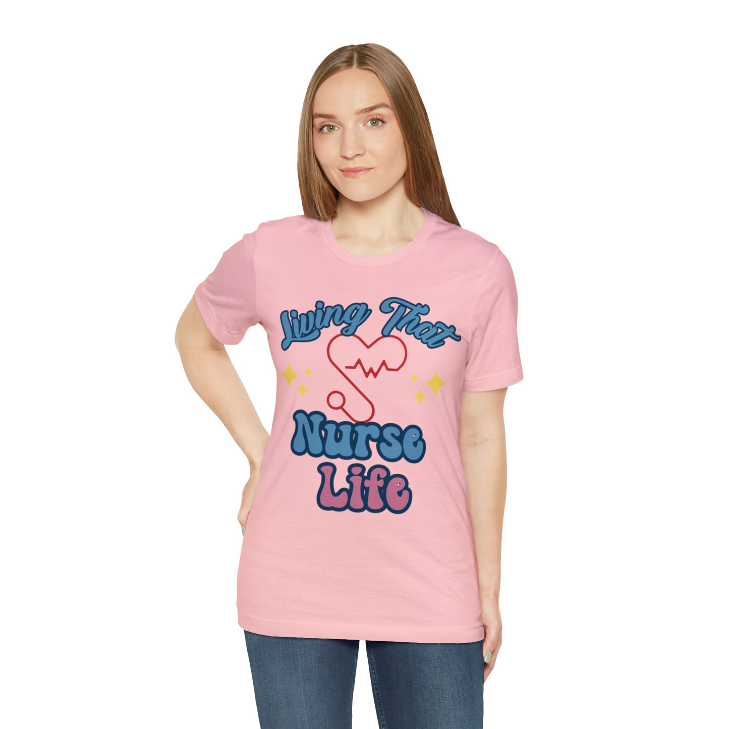 Living the Nurse Life, Comfy and Stylish Nurse T-Shirt:Gift for Medical Professionals and Nursing Students, Various Sizes Available"